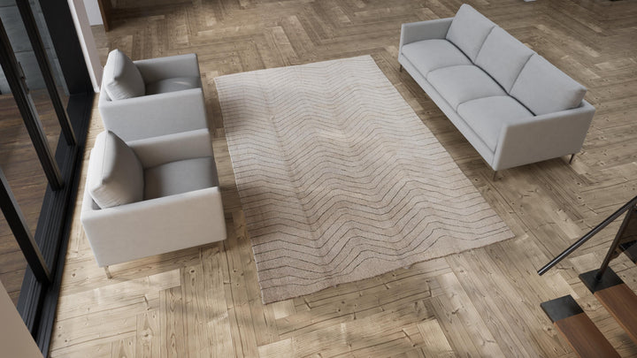 Beige Flatweave Wool Rug - 7'1" x 11'