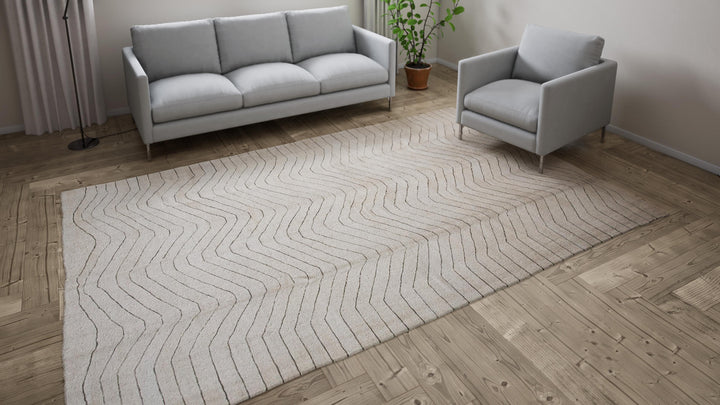 Beige Flatweave Wool Rug - 7'1" x 11'