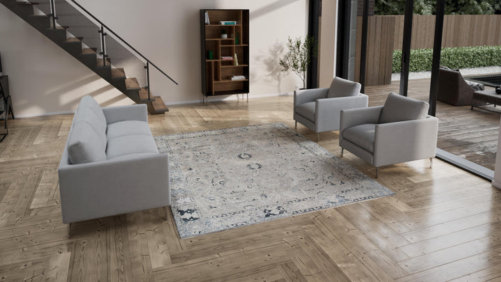 Grey Transitional Silk Linen Blend Rug - 8' x 9'9"