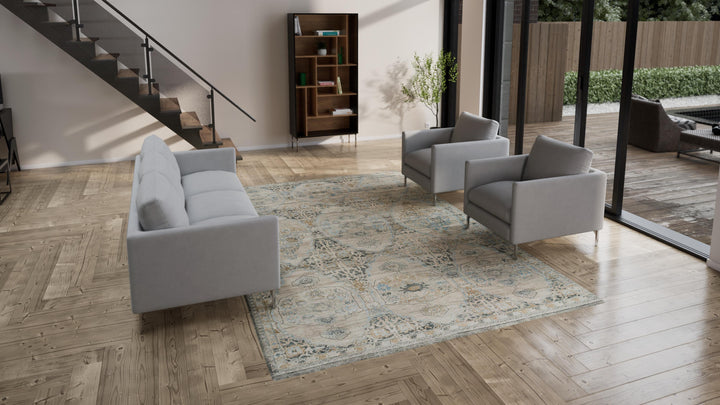 Grey Transitional Wool Rug - 8' x 12'