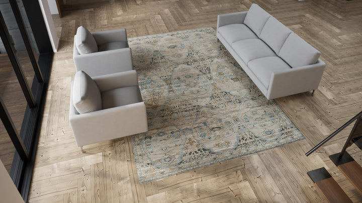 Grey Transitional Wool Rug - 8' x 12'