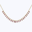 Oval Fringe Necklace -  Pink Sapphire