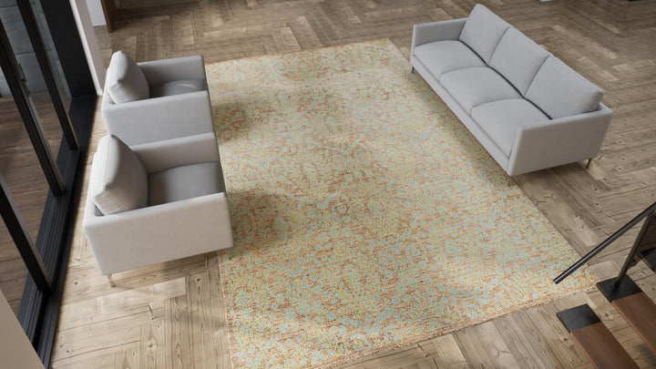 Blue Transitional Wool Rug - 9'1 x 14'1"