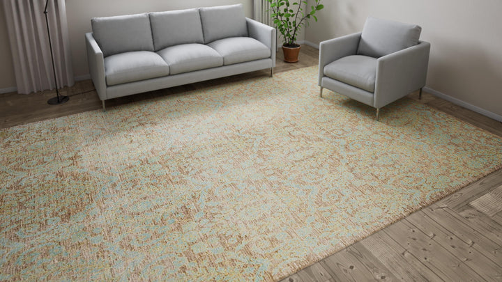 Blue Transitional Wool Rug - 9'1 x 14'1"