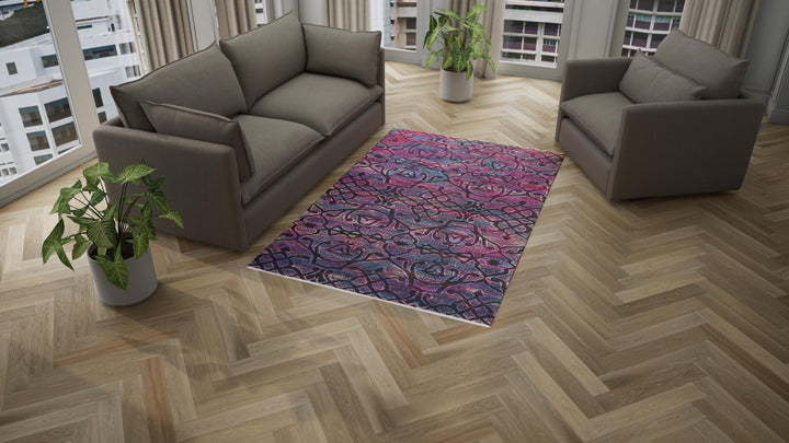 Purple Samsara Wool Rug - 5'1" x 8'