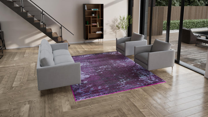 Purple Nu Vibrant Tibetan Modern Silk Rug - 8' x 10'