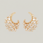 18k Yellow gold and Diamond 3-row crescent earrings