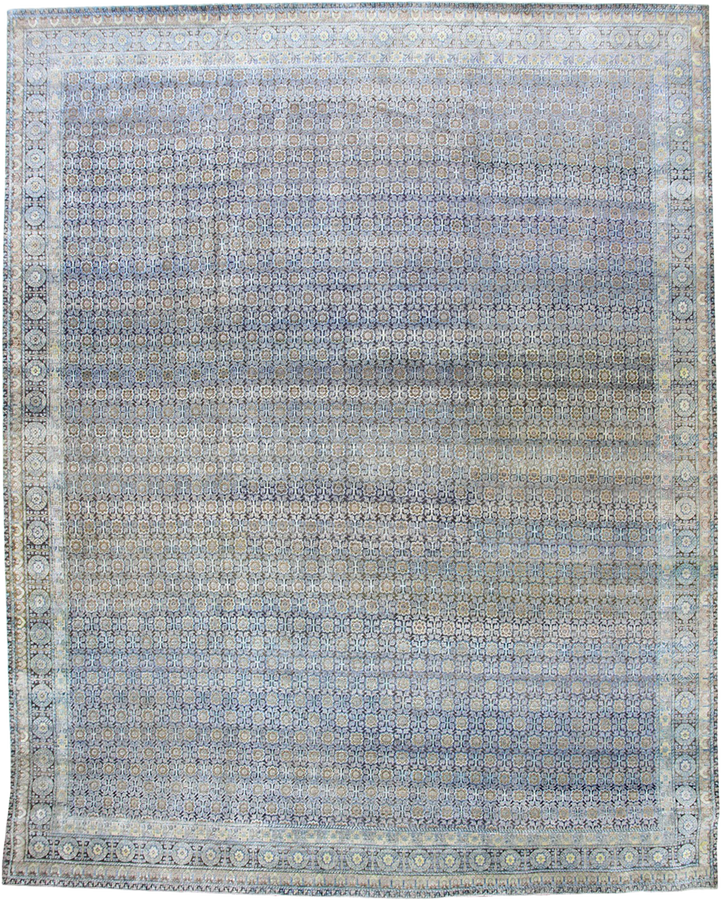 Blue Transitional Wool Silk Blend Rug - 15'10