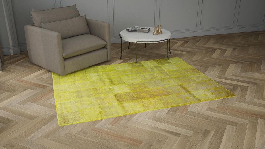 Green Patchwork Cowhide Rug - 6' x 8'1