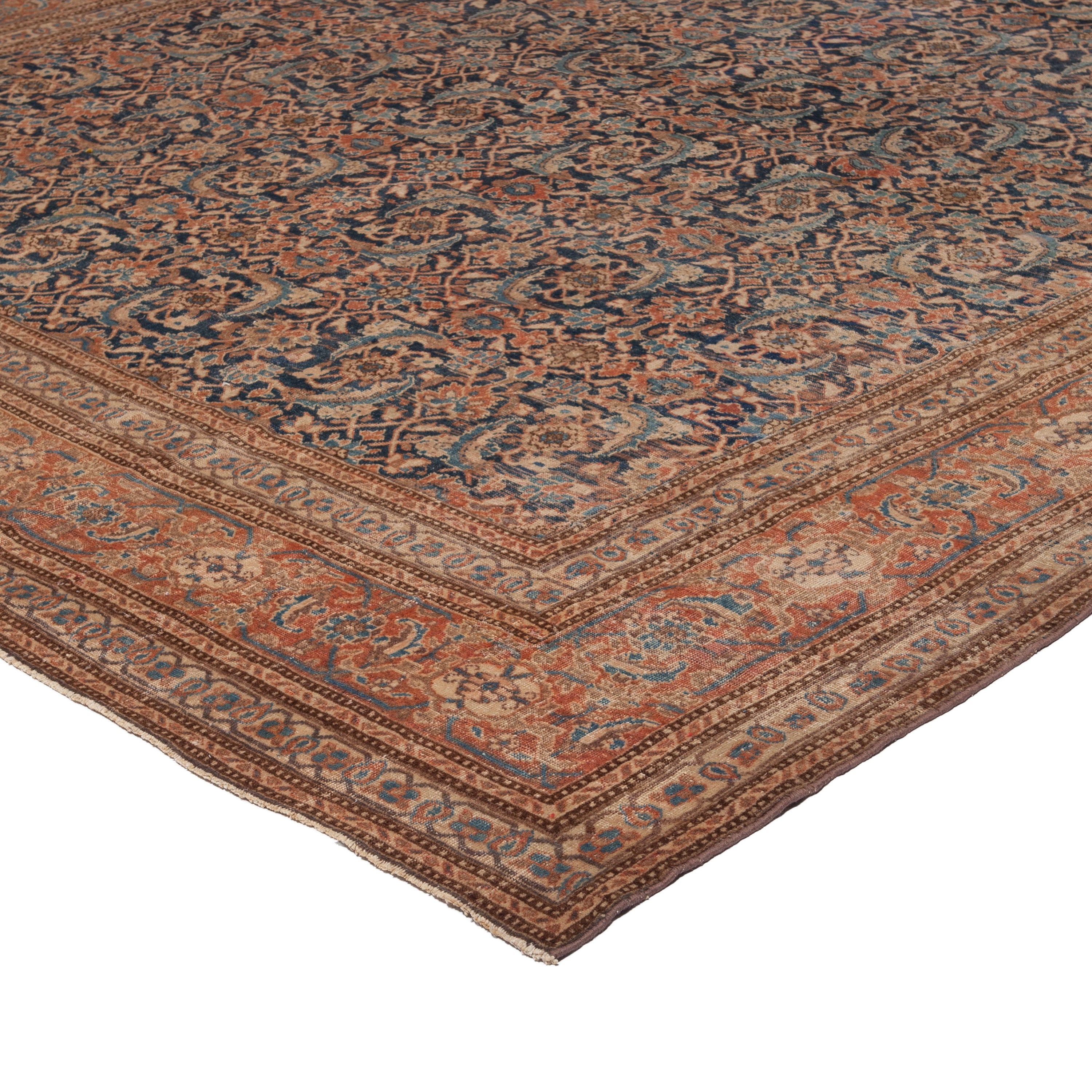 Brown Vintage Traditional Wool Persian Rug - 10'6" x 16'