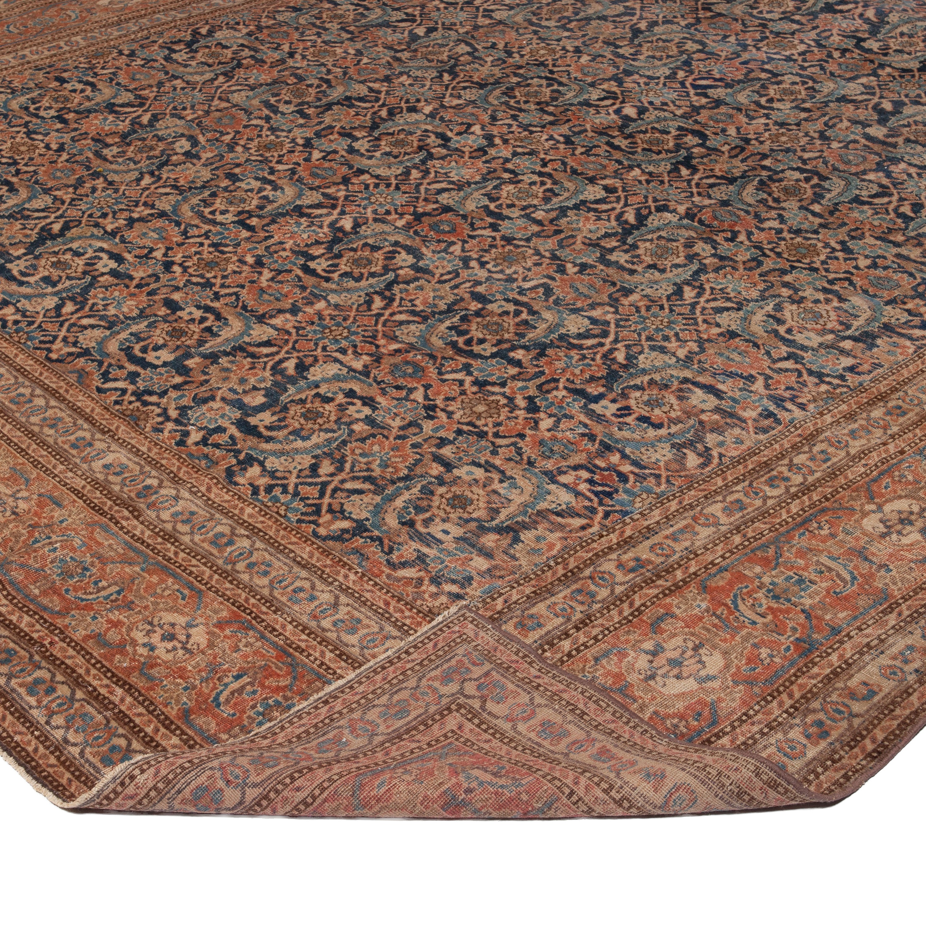 Brown Vintage Traditional Wool Persian Rug - 10'6" x 16'