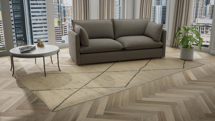 Brown Moroccan Wool Rug - 6' x 12'8