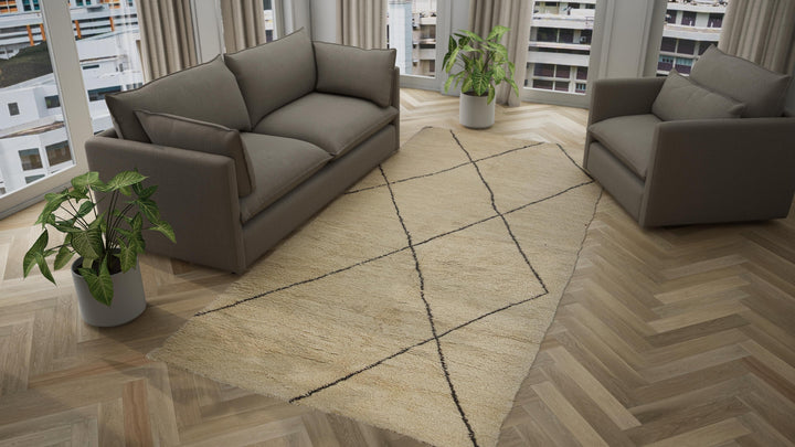 Brown Moroccan Wool Rug - 6' x 12'8