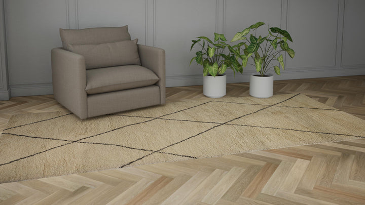 Brown Moroccan Wool Rug - 6' x 12'8