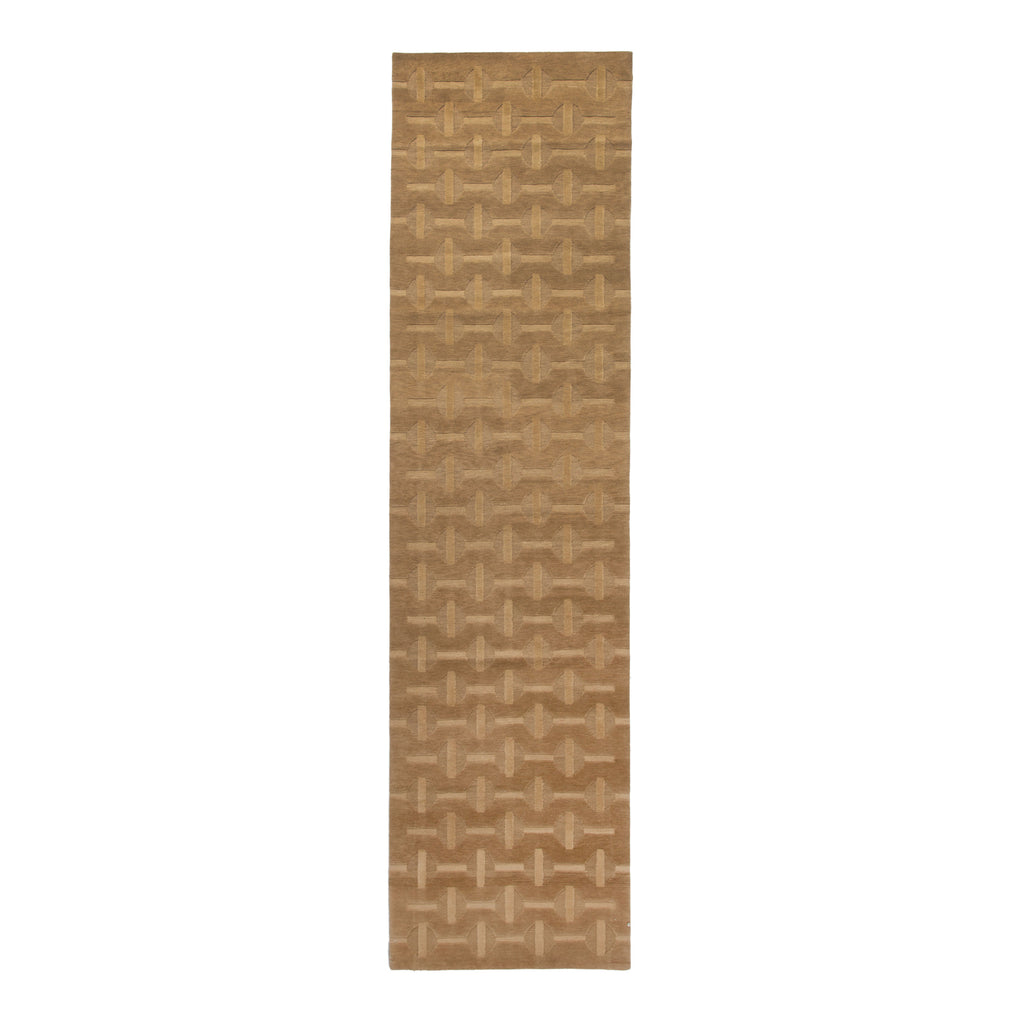 Brown Modern Wool Runner - 4' x 15'8"