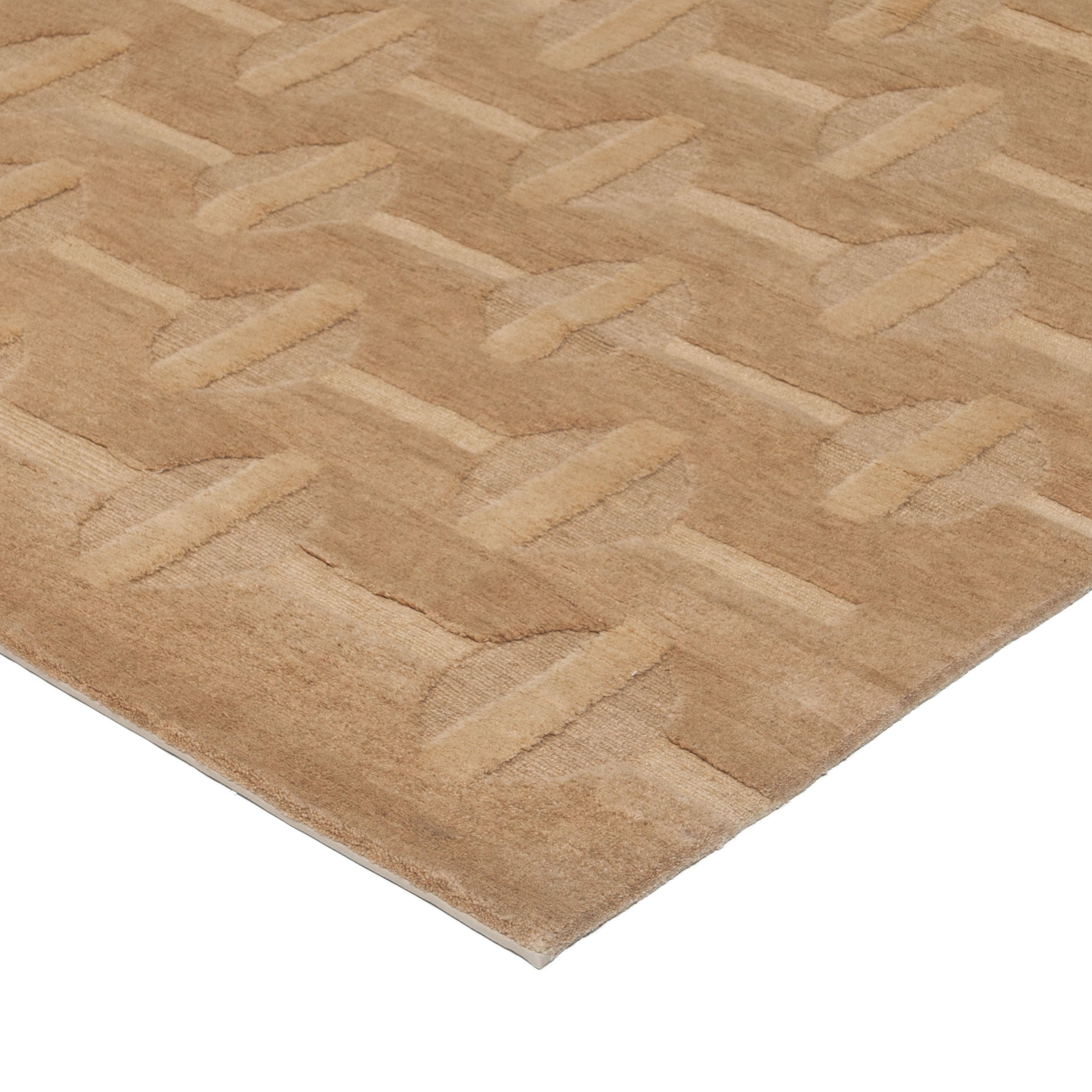 Brown Modern Wool Runner - 4' x 15'8"