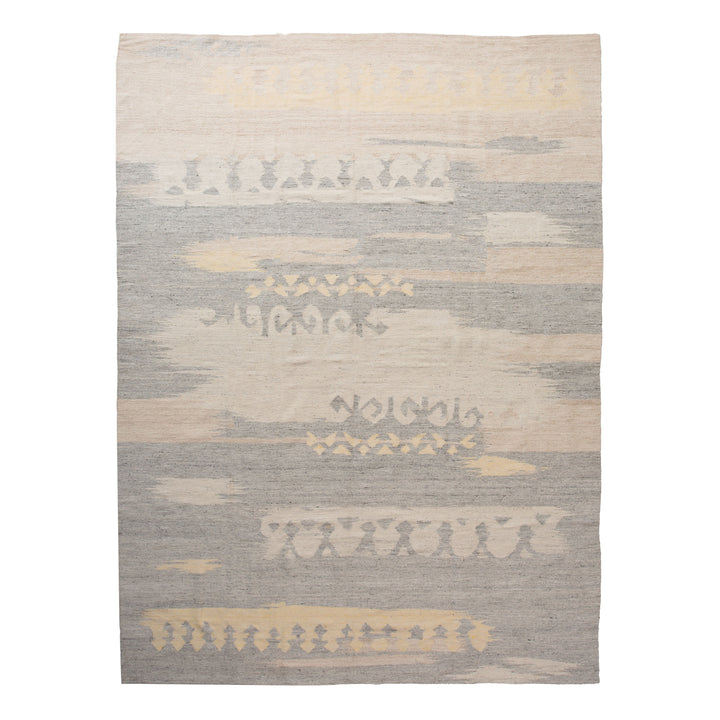 Grey Swedish Flatweave Wool Rug - 8'7" x 11'1"