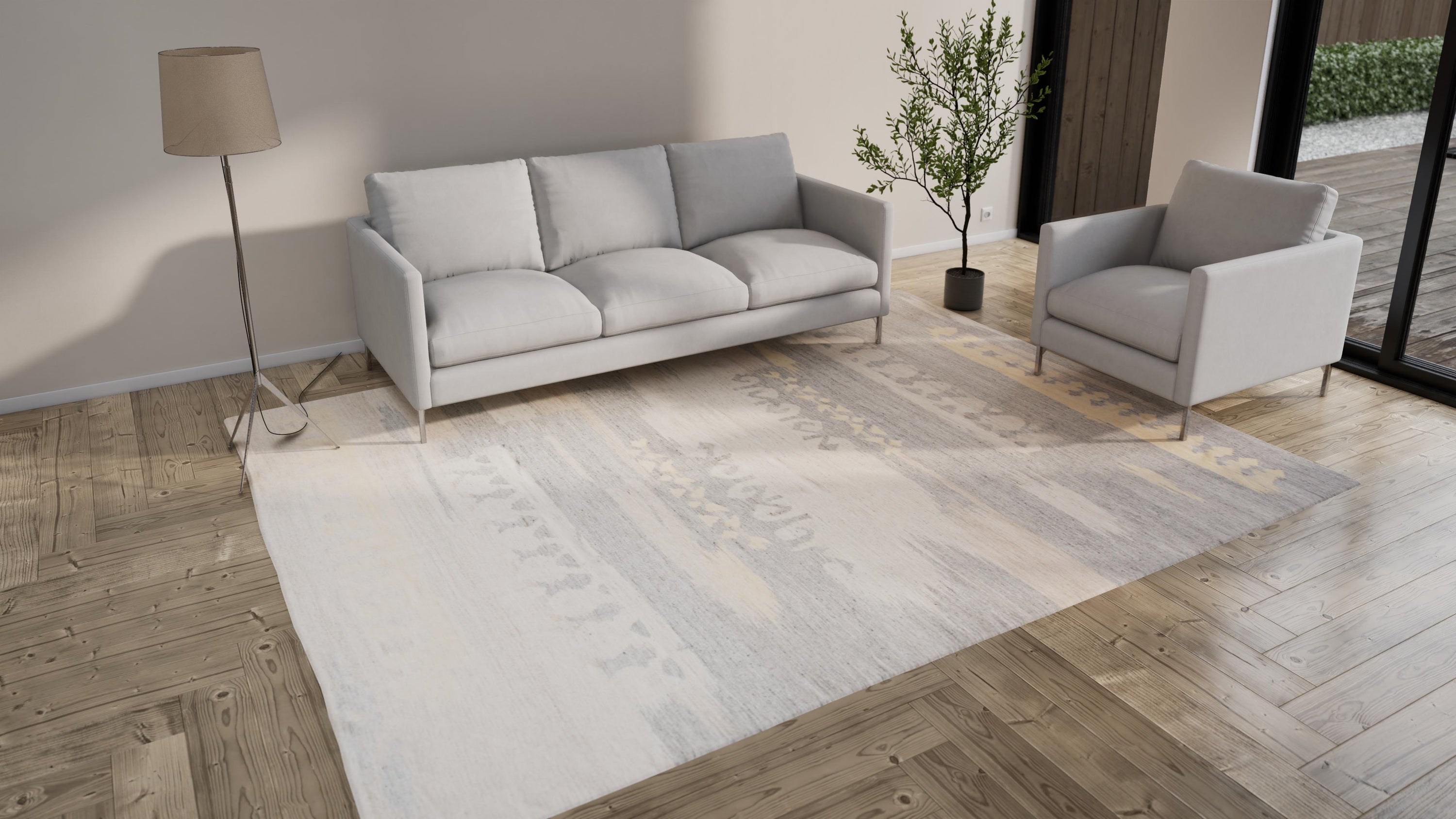 Grey Swedish Flatweave Wool Rug - 8'7" x 11'1"