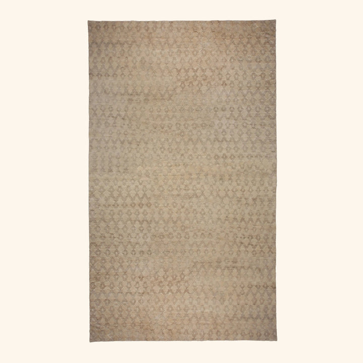 Beige Modern Wool Silk Blend Rug - 14' x 25'
