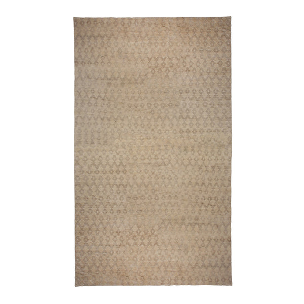 Beige Modern Wool Silk Blend Rug - 14' x 25'