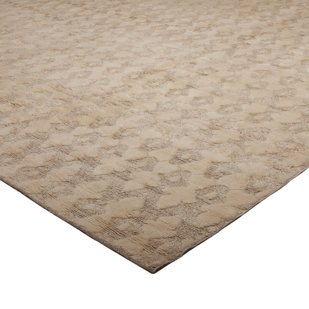 Beige Modern Wool Silk Blend Rug - 14' x 25'