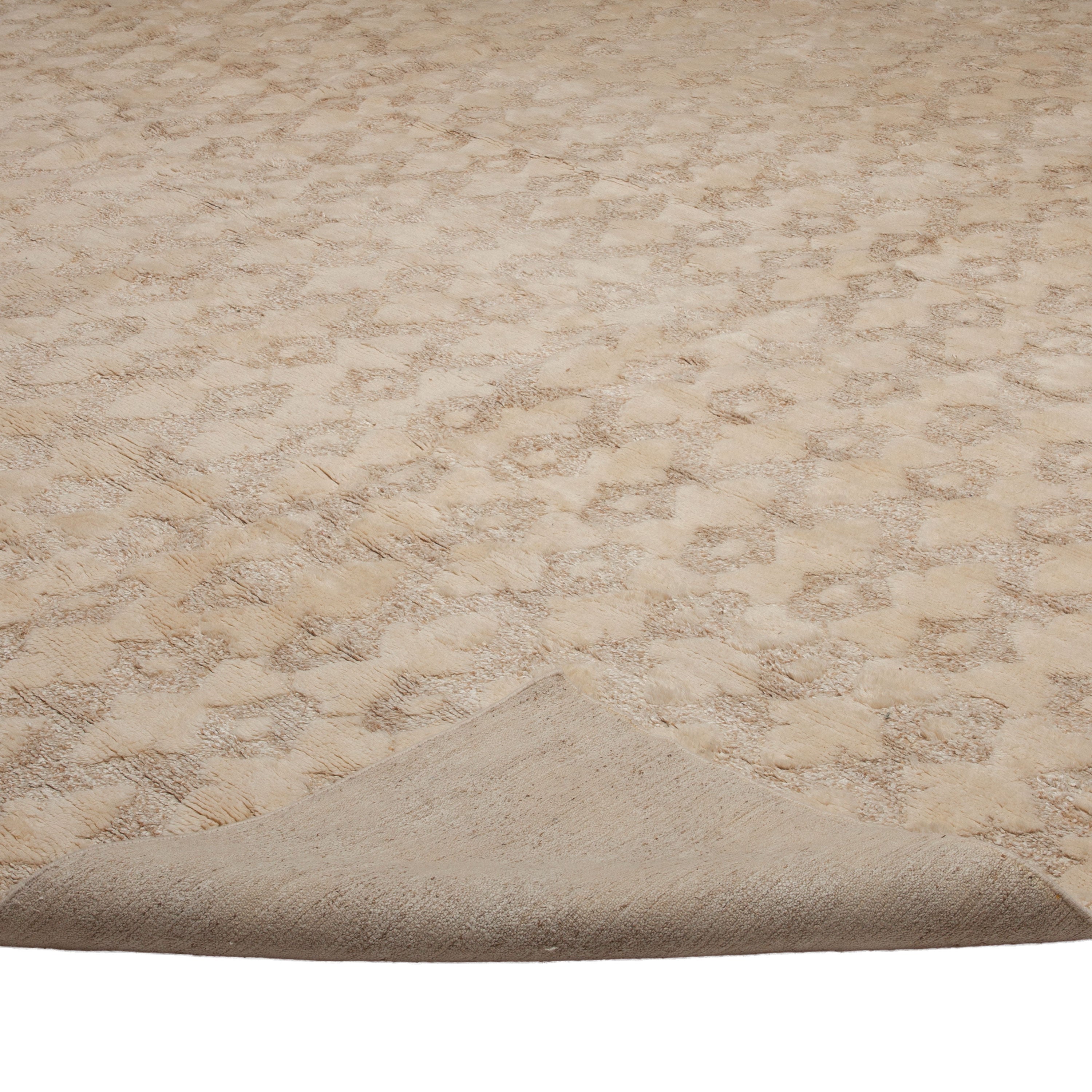 Beige Modern Wool Silk Blend Rug - 14' x 25'