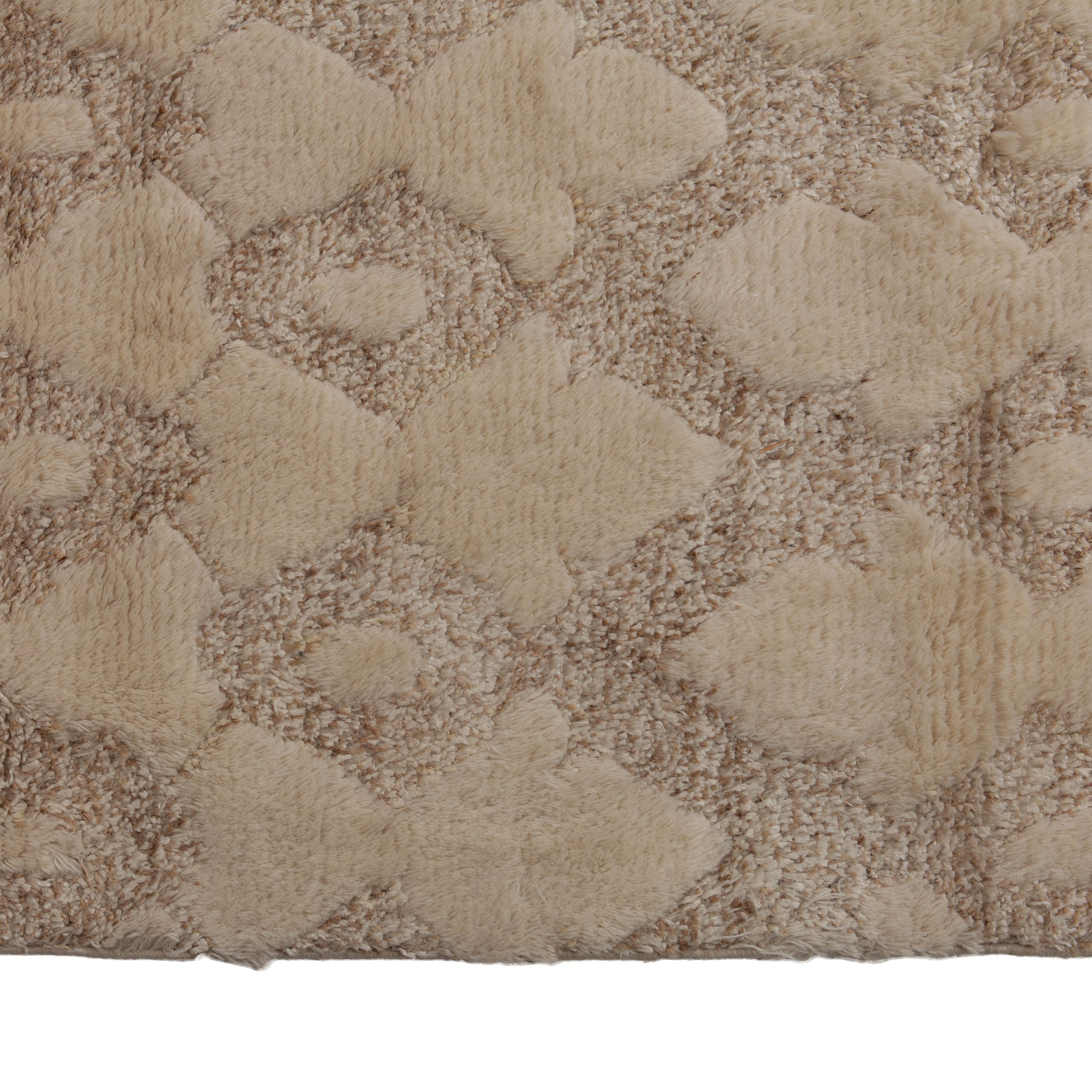 Beige Modern Wool Silk Blend Rug - 14' x 25'