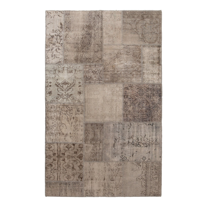 Grey Patchwork Wool Rug - 7'11" x 4'11"