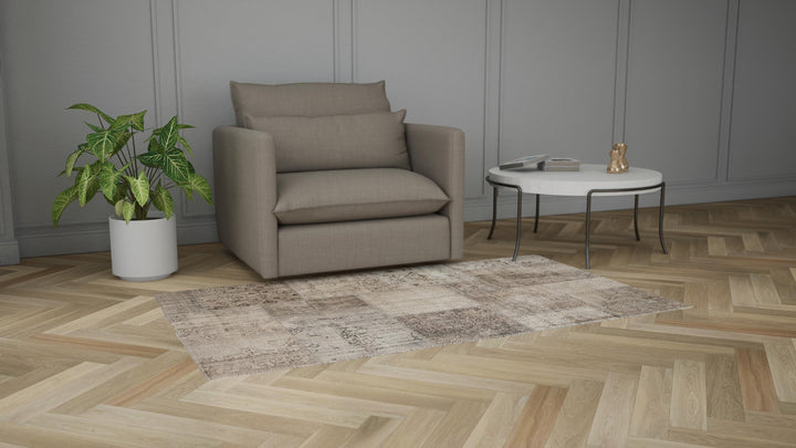 Grey Patchwork Wool Rug - 7'11" x 4'11"