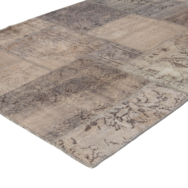 Grey Patchwork Wool Rug - 7'11" x 4'11"