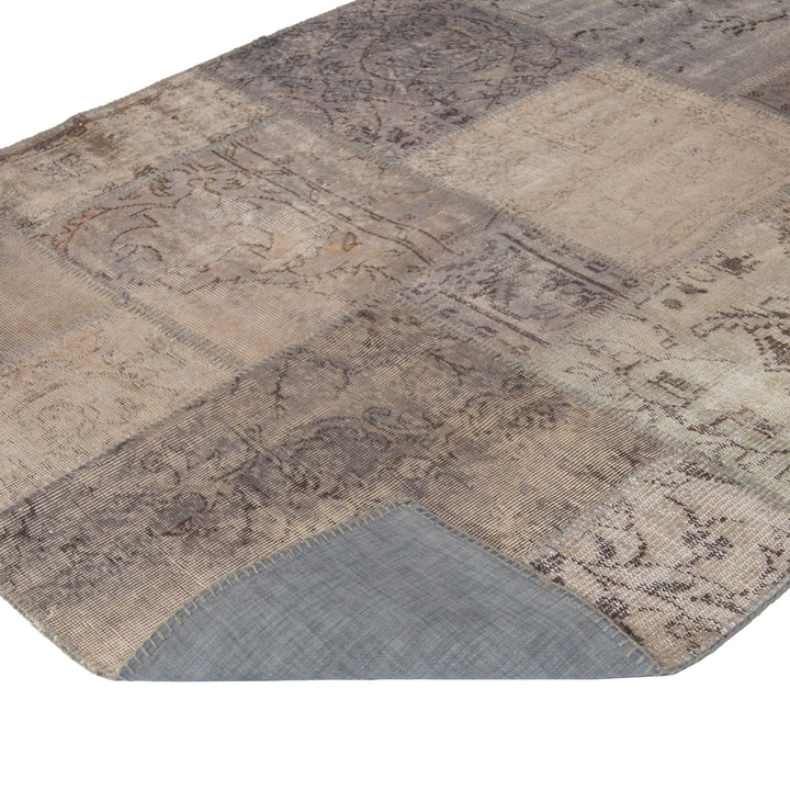 Grey Patchwork Wool Rug - 7'11" x 4'11"