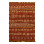 Orange Flatweave Wool Rug - 4'2 x 6'5"