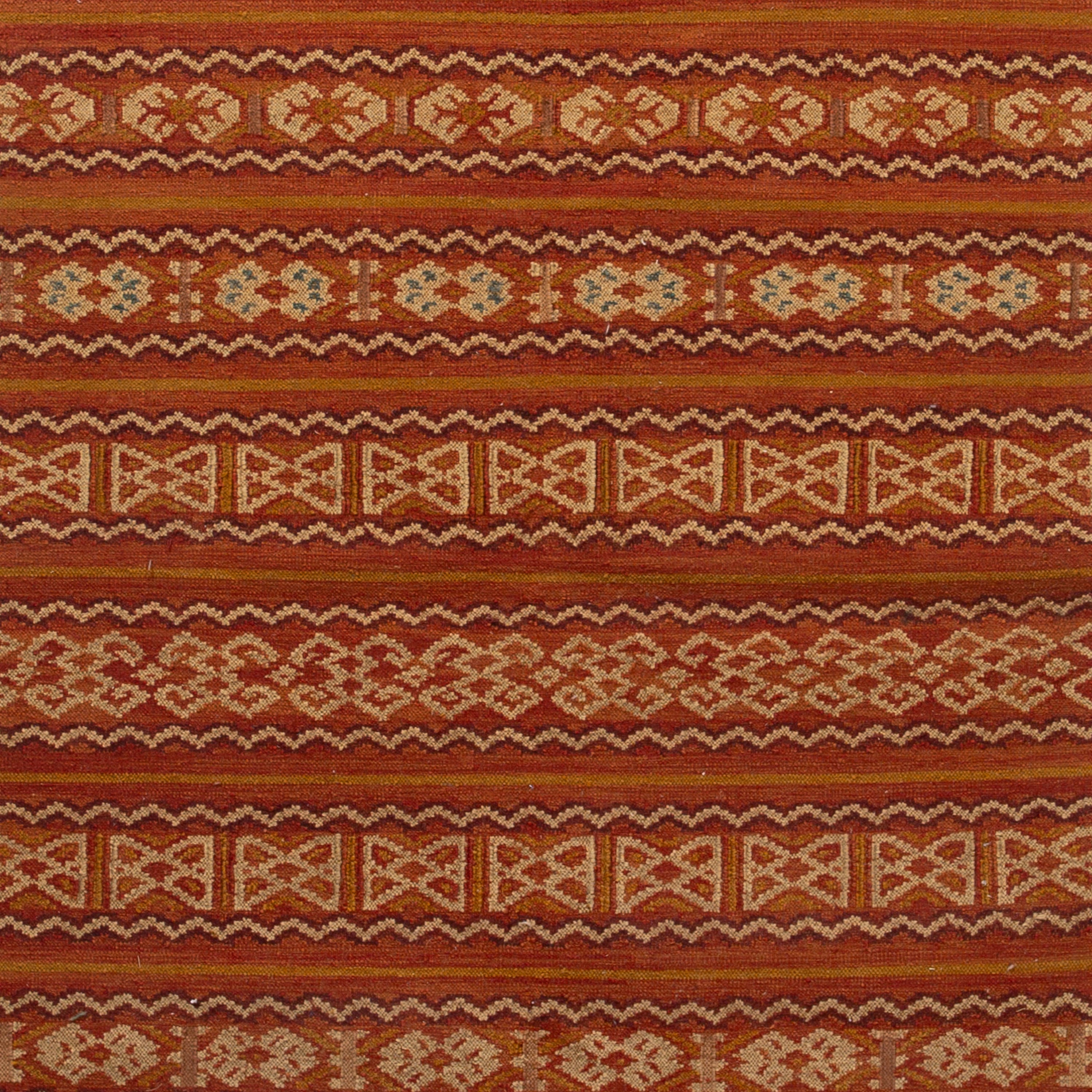 Orange Flatweave Wool Rug - 4'2 x 6'5"