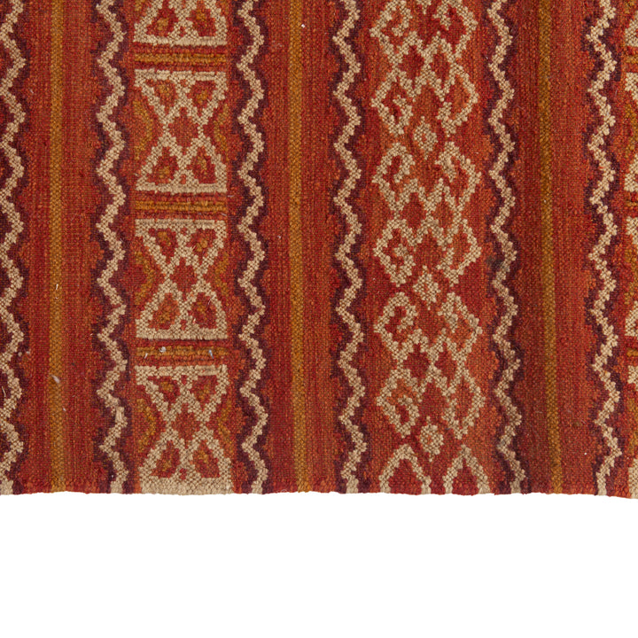 Orange Flatweave Wool Rug - 4'2 x 6'5"