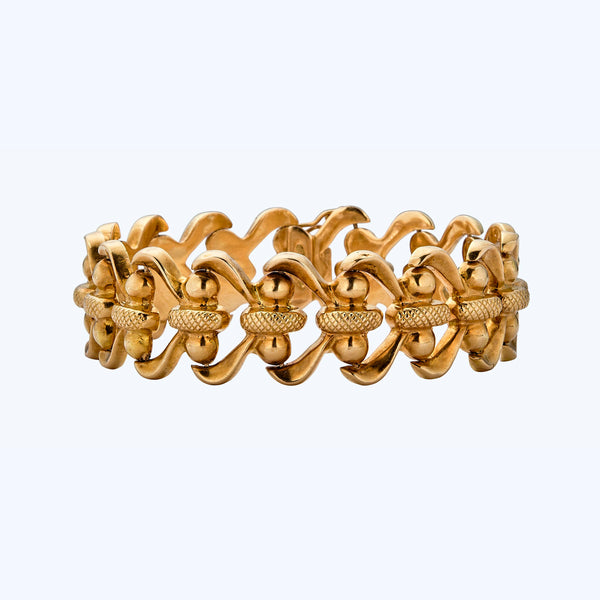 Italian vintage 18K yellow gold fancy link bracelet