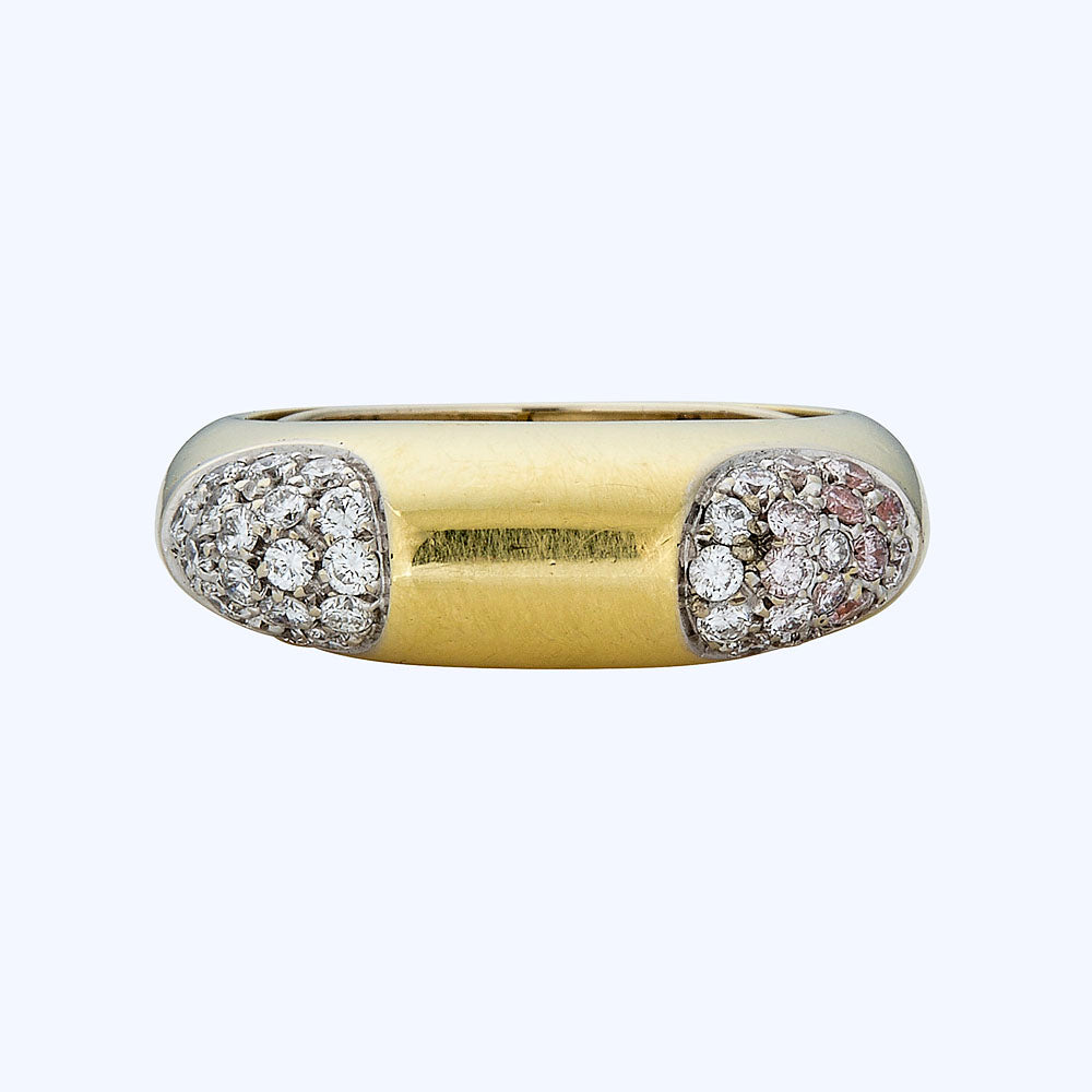 Italian Vintage 18K yellow gold diamond ring 0.65 ct