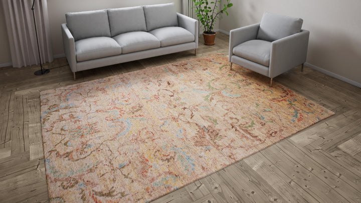 Beige Transitional Wool Blend Rug - 7'8" x 10'3"