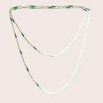 Vintage Pearl and Green Enamel Necklace
