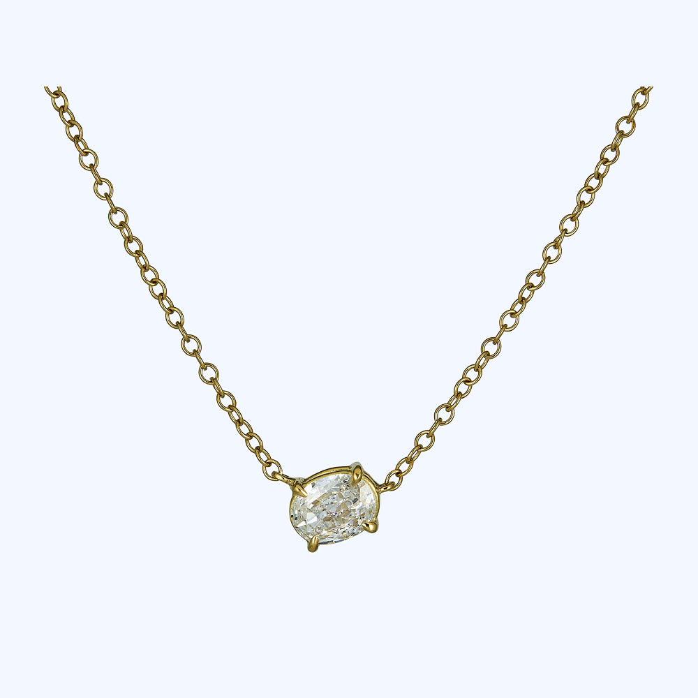 oval brilliant cut diamond pendant necklace .71ct