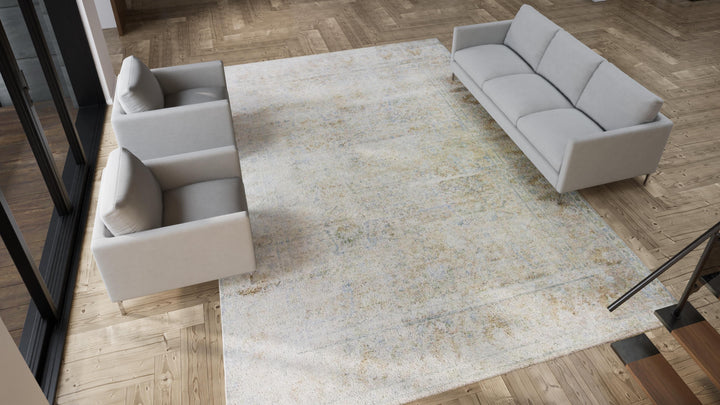 Blue Transitional Silk Rug - 10'2" x 14'5"