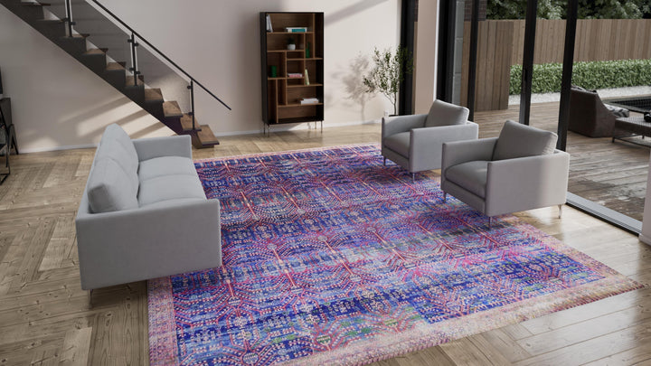 Purple Transitional Wool Silk Blend Rug - 11'8" x 15'2"