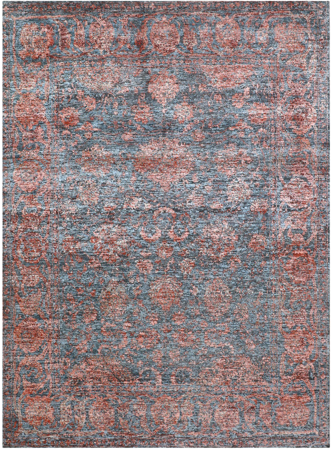 Blue Transitional Wool Rug - 7'10