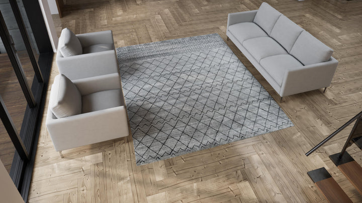 Grey Moroccan Wool Blend Rug - 8' x 10'