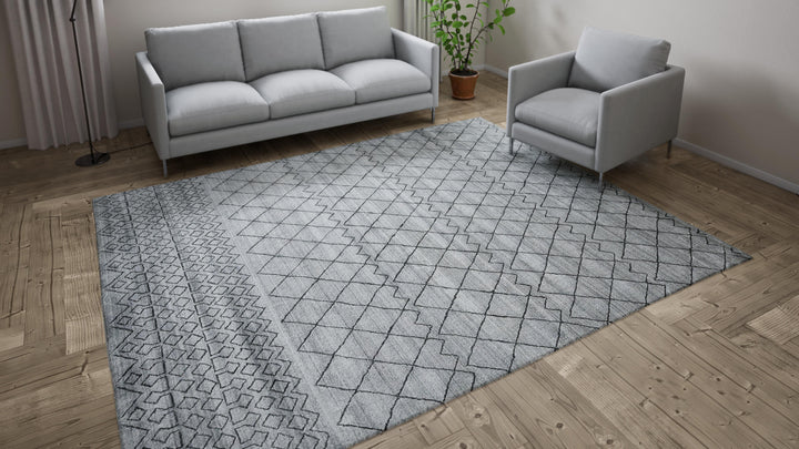 Grey Moroccan Wool Blend Rug - 8' x 10'