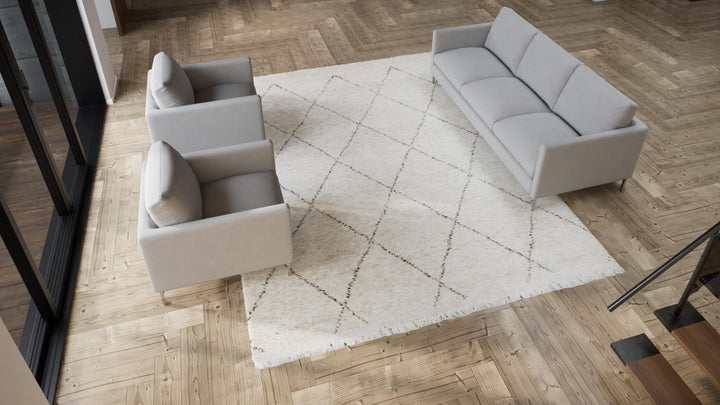 Ivory Moroccan Wool Blend Rug - 9' x 12'