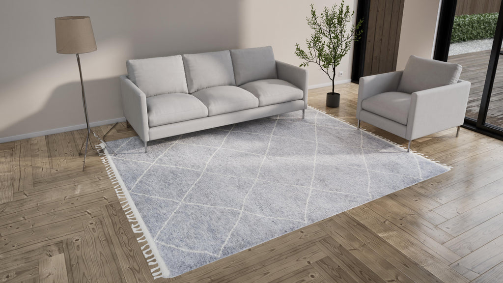 Grey Diamond Moroccan Shag Rug - 8' x 10'