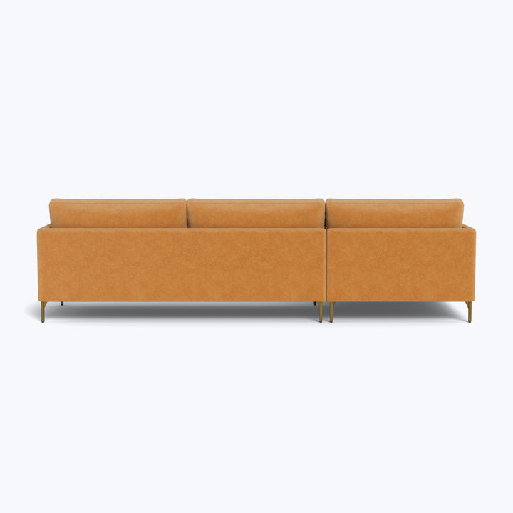 Hannah Sectional, Left Facing Chaise w/ Brass Legs Graceland, Performance Blend / Sorrell