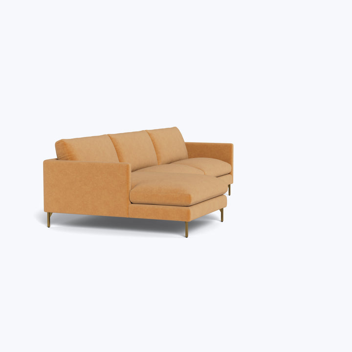 Hannah Sectional, Left Facing Chaise w/ Brass Legs Graceland, Performance Blend / Sorrell