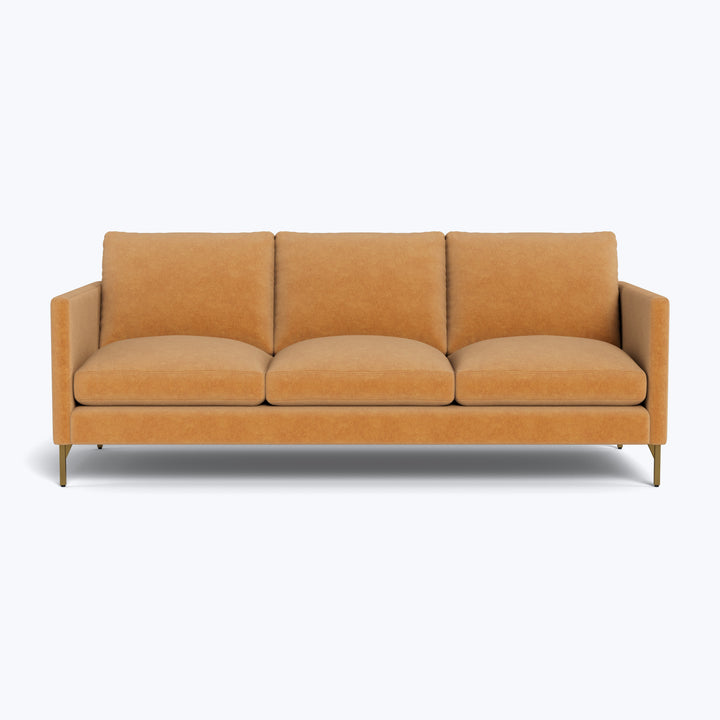 Hannah 86" Three Seat Sofa w/ Brass Legs Graceland, Performance Blend / Sorrell