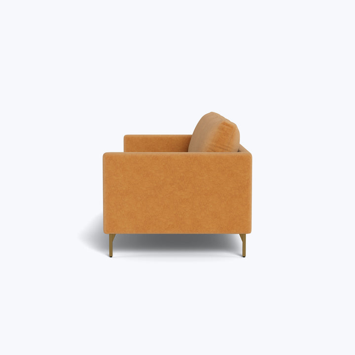 Hannah 86" Three Seat Sofa w/ Brass Legs Graceland, Performance Blend / Sorrell